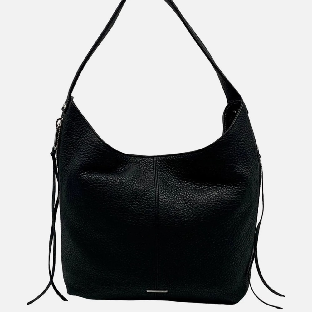 Rebecca Minkoff Black Leather Medium Bryn Double Zip Hobo Bag